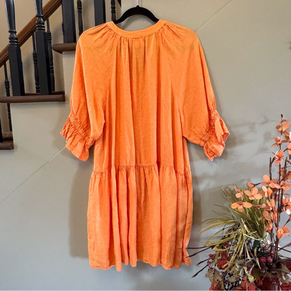 Velvet 100% Linen Mini Dress with Chic Style, size L but fits like XL- XXL - Picture 4 of 8